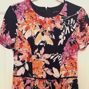 Maggy London Women's Vibrant Floral Knit Pleated Dress